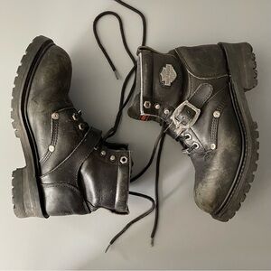 Harley-Davidson Faded Glory Harness Motorcycle Leather Boot 8.5 Wide 81024 Black